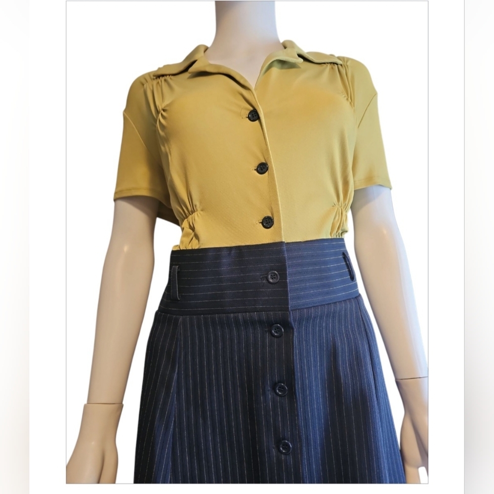 Two-Tone Button-Up Dress - Picture 11 of 11